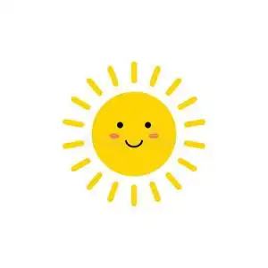 漂亮的黄色的太阳和微笑的面容.表情符号.总数照片