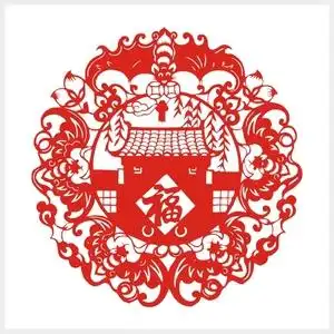 ch025 福字蝙蝠五福临门剪纸窗花新年玻璃门窗贴纸不干胶福字贴