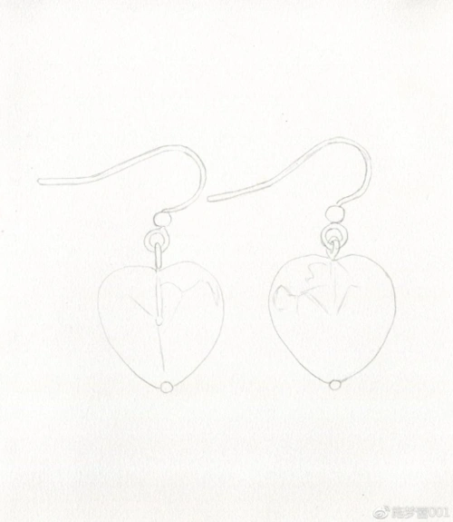 好看透明耳坠手绘彩铅画步骤教程