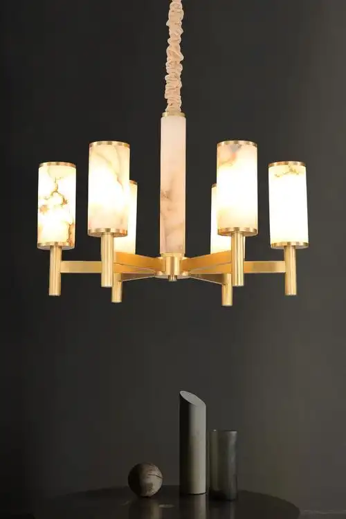 全铜客厅吊灯后现代轻奢天然西班牙云石餐厅卧室书房灯具