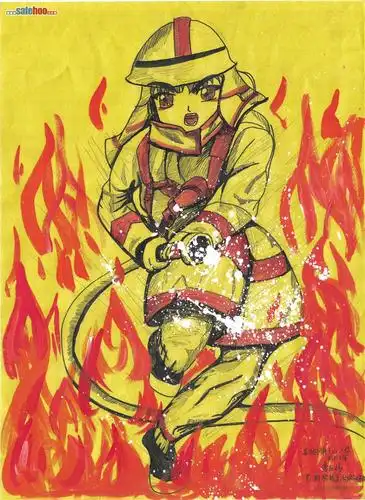 绘画作品:灭火英雄