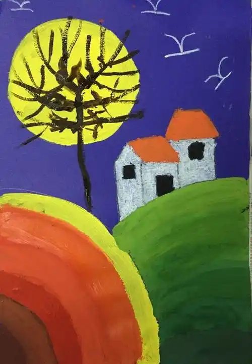 水粉画夜景月亮 怎么用水粉画夜晚的月亮