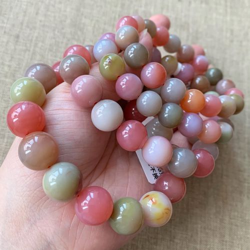 天然果冻糖果色盐源玛瑙俏色七彩南红手链一物一图手链