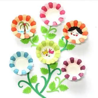 拓进一次性盘子彩色纸盘 幼儿园手工碟子贴纸画创意儿童diy手工制作绘