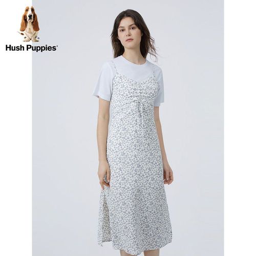 暇步士女装夏季时尚优雅碎花裙摆开叉吊带连衣裙|hz-22320d