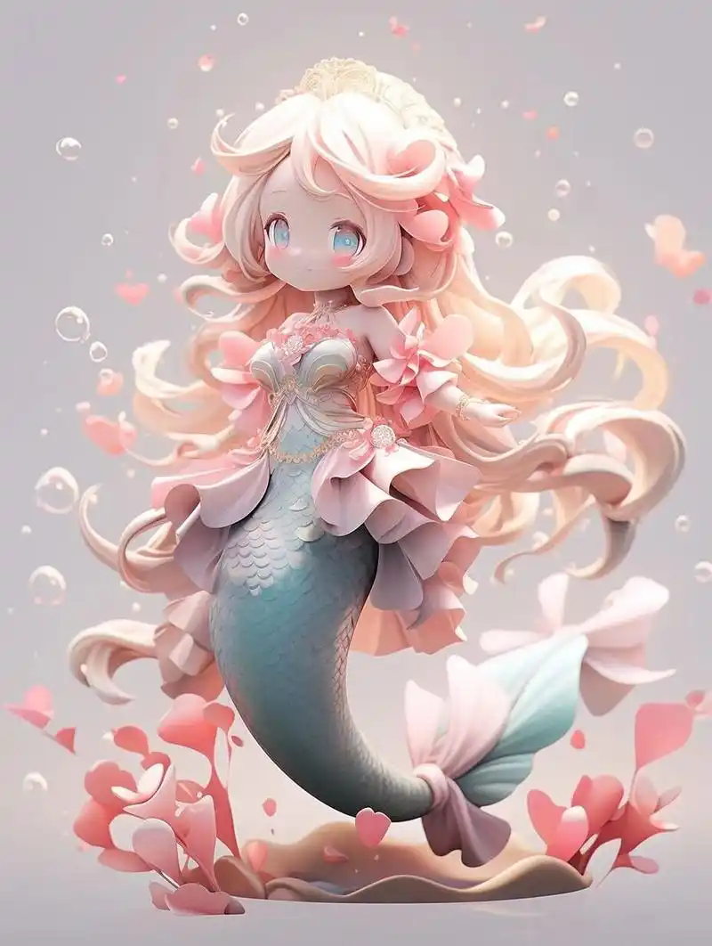 盲盒设计|小美人鱼q版🧜‍♀️🫧 自由自在在水中游走, 探寻