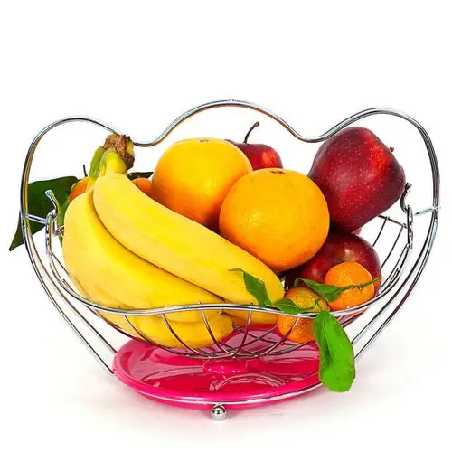 兴厚 时尚创意水果篮摇摆果篮 客厅果盘现代不锈钢色欧式沥水果盘水果