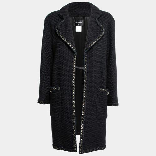 香奈儿chanel女款夹克|black alpaca wool chain trimmed open front
