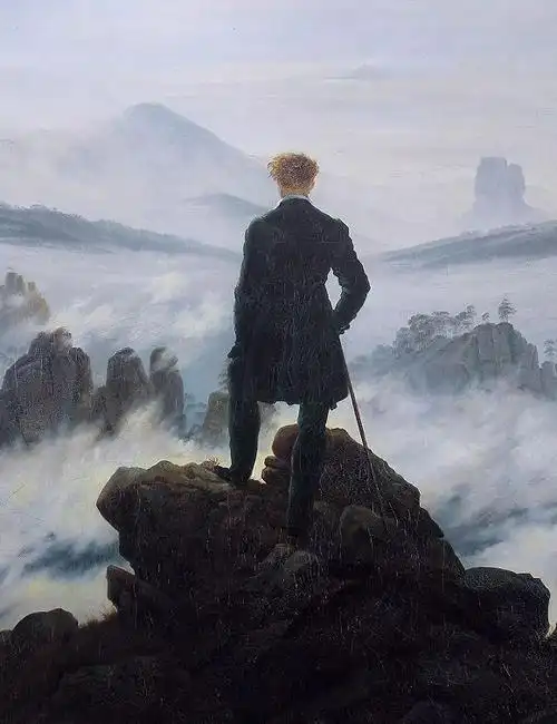 【每日映画】云海中的旅行者,这个背影不简单_油画丙烯_什么值得买