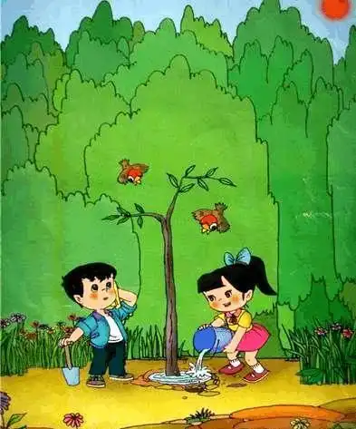 二年级作文欣赏植树的看图写话4篇从一个人植树到一群人植树