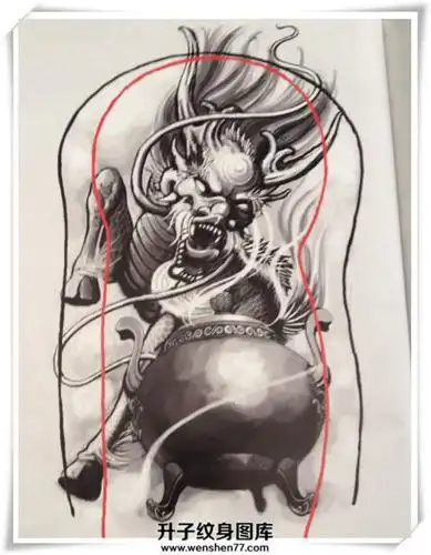 麒麟纹身手稿