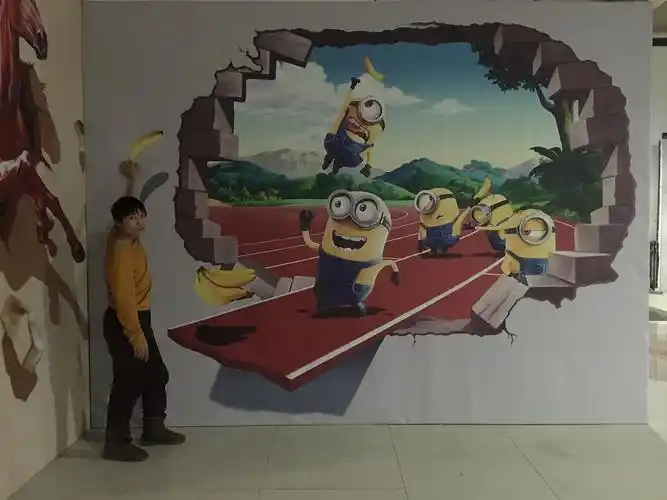 小黄人家族3d墙画