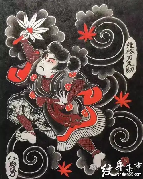 日式版雾纹身,日式满背版雾纹身手稿,日式满背手臂版雾纹身手稿图案