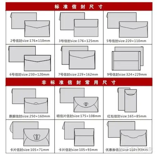 三,南京信封设计常规尺寸(如下图所示)二,南京信封印刷的款式有多种