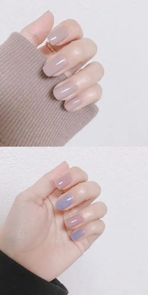 温柔气质的纯色系美甲