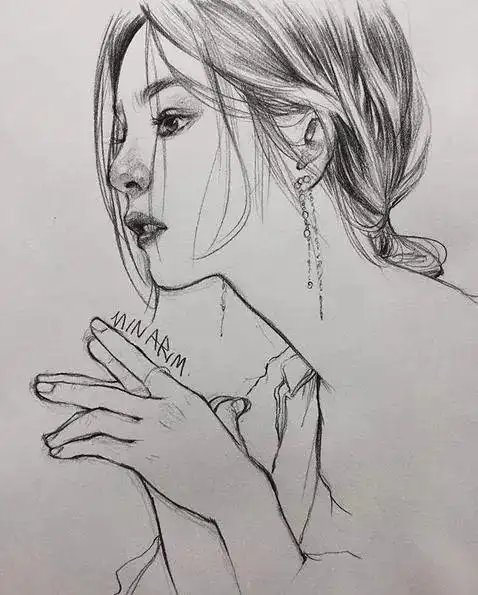 简约却不简单的女性素描人像