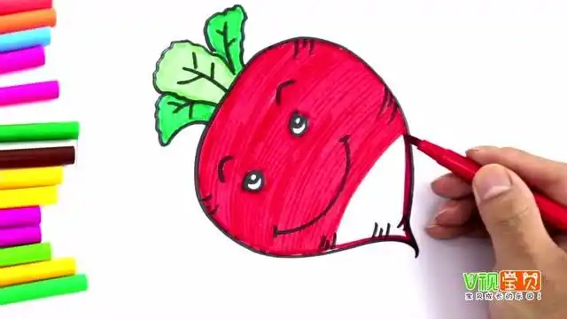 教你画一个可爱的卡通红萝卜幼儿蔬菜简笔画基础