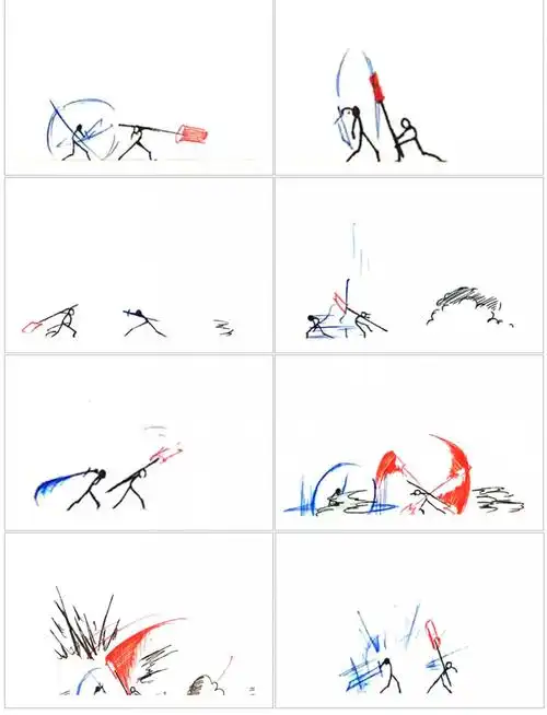 手翻画火柴人大战翻页书纸上大乱斗动画火柴人格斗简笔画手翻书格斗2