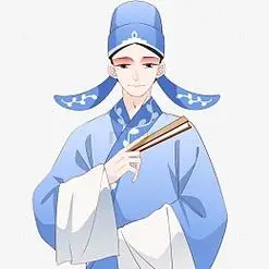 卡通手绘手拿扇子古装戏曲小生