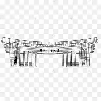 河北工业大学校门线稿