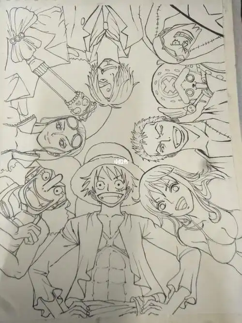 海贼王全家福马克笔手绘人物