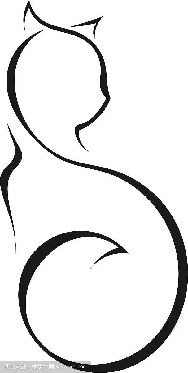 白底上黑猫的剪影