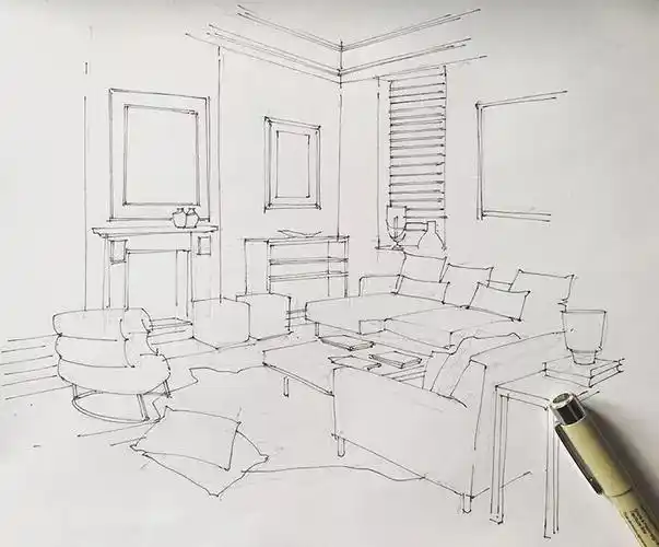 手绘室内空间线稿练习