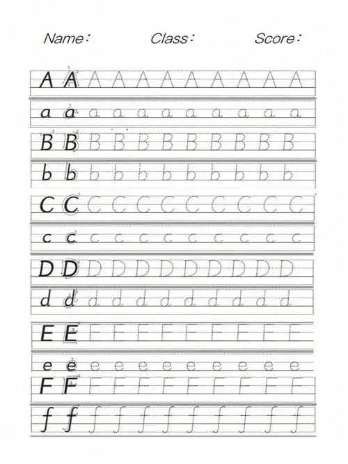 26个英文字母书写笔画描红规范书写