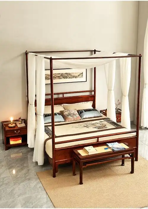 【苏州店有售】苏素红木家具南美红酸枝(学名:微凹黄檀)明式架子床1.