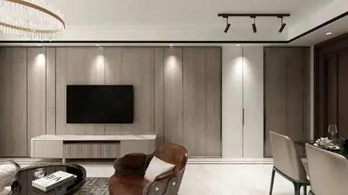 木饰面电视墙.整体墙面.效果图