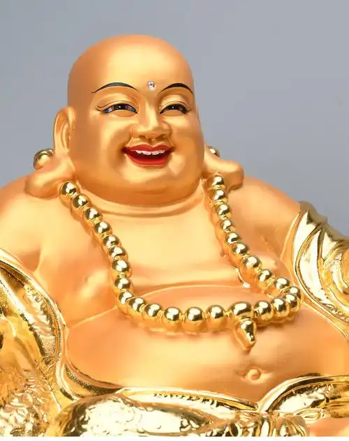 弥勒佛摆件大肚开心佛像金身金脸弥勒居家宽体笑佛开业礼品摆件