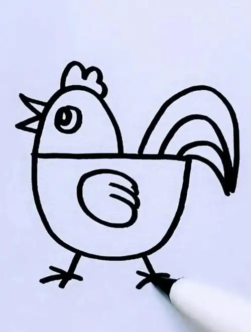 教孩子画大公鸡,简单好看又好学,你家孩子学会了吗?