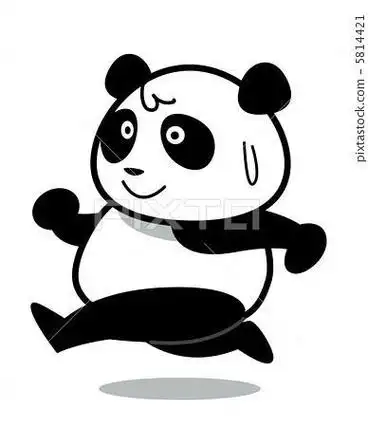 跑步的熊猫简笔画