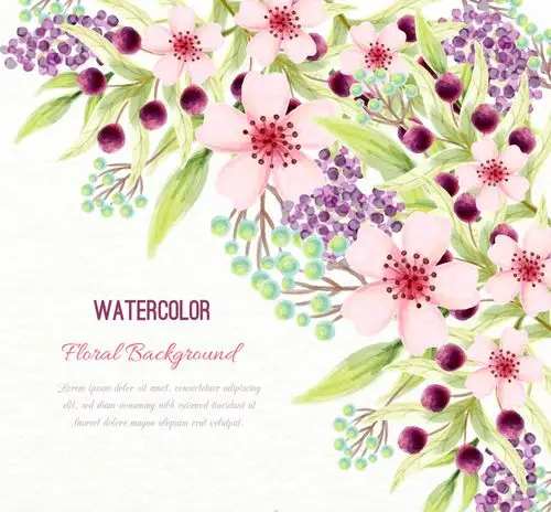 水彩花朵装饰素材