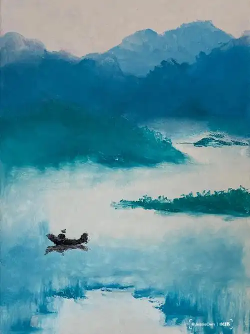 油画棒临摹no14山水闲人