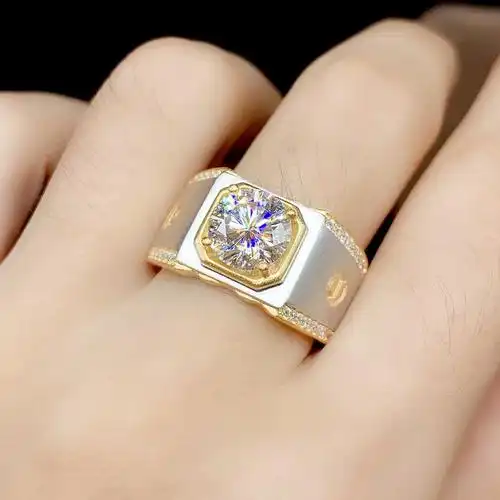 莫桑钻男戒托戒指空托双色钻戒银托配件镶嵌戒指