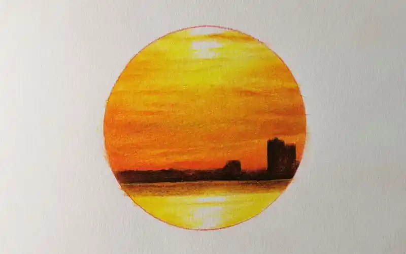 彩铅小白联盟陈陈彩铅几分钟教你画日落风景
