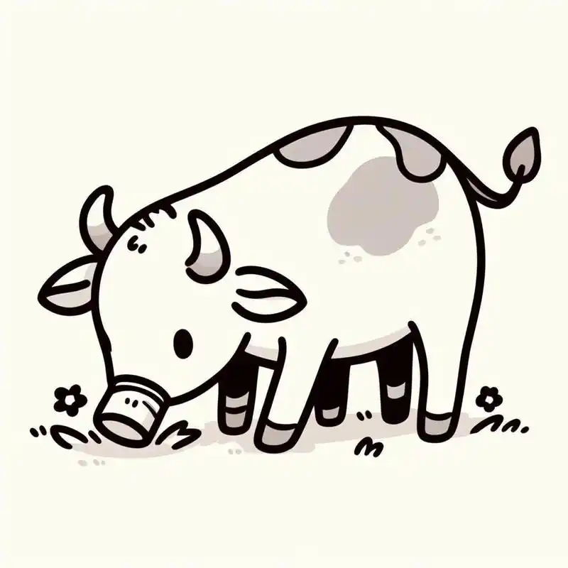 给女儿的涂色简笔画 - 爱吃草的小牛 打印出来涂色