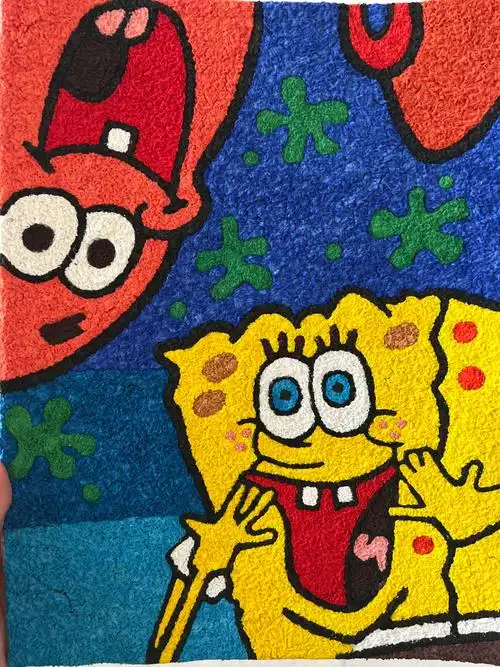 疫情在家的第一幅纸浆画,整整一个礼拜才完成,太废脖子了,派大星的