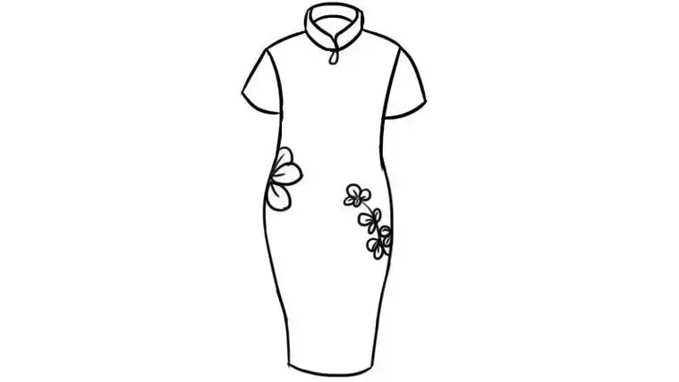 旗袍花纹素材简笔画