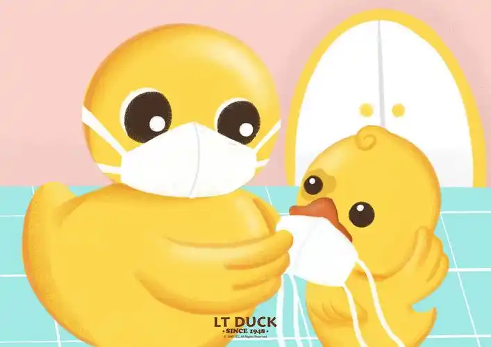 小黄鸭lt duck电脑壁纸-防疫插画