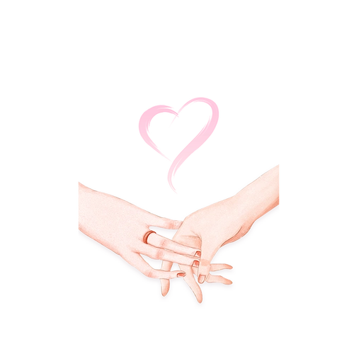 手绘情侣手牵手免抠素材