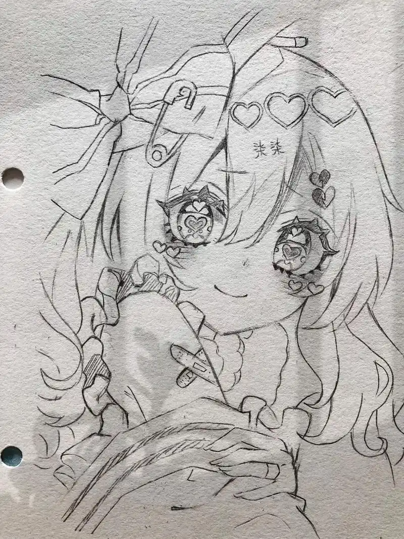 二次元女孩绘画教程.#教你画 #绘画过程 #手绘临摹 #简笔 - 抖音