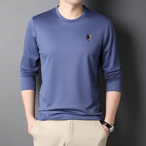 鸿星尔克2022春季男士长袖t恤圆领薄款男式时尚商务休闲文艺青年t