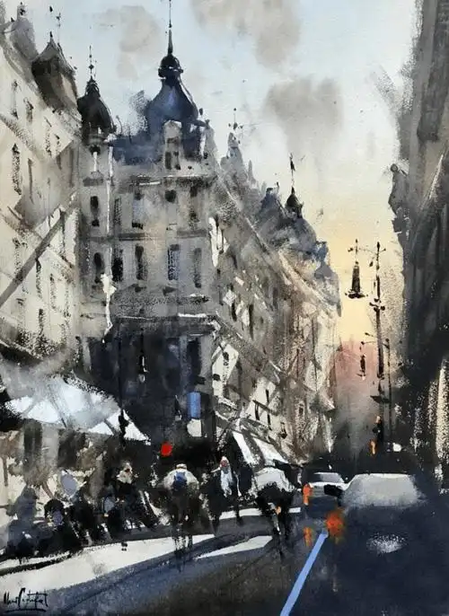 乌拉圭水彩画家——alvaro castagnet作品欣赏(街景系列一)_卡斯塔涅