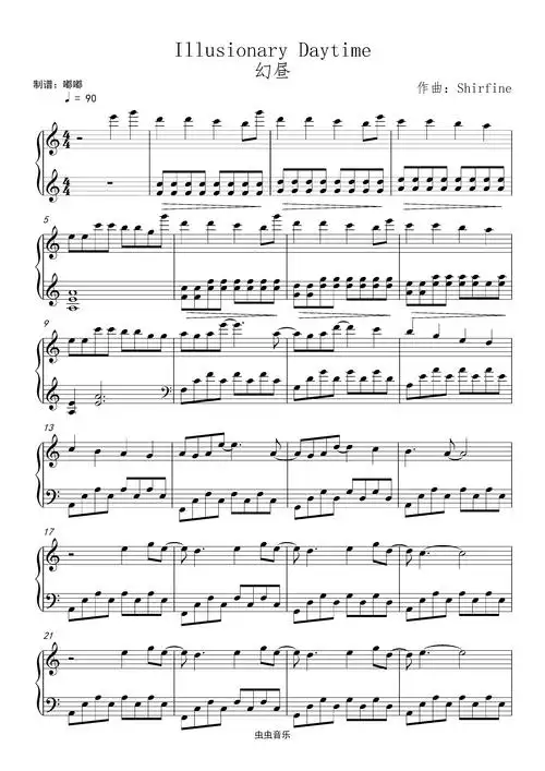 illusionary daytime《幻昼》-原版c调钢琴谱-虫虫钢琴