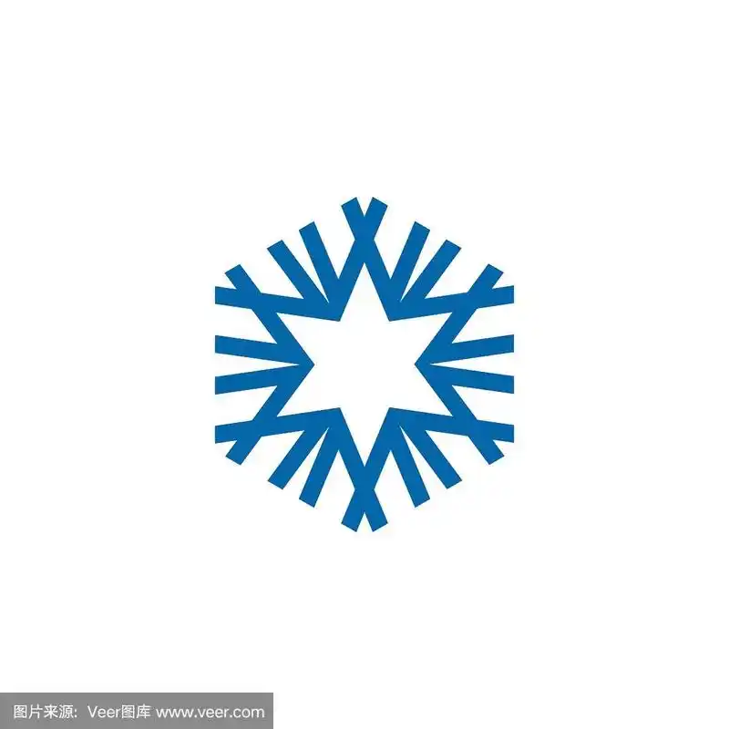 雪花标志标志-冬日圣诞寒冰装饰水晶几何形状