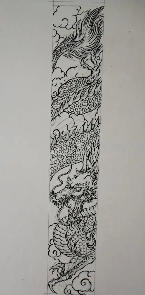 塑新斋潘纪坤手绘水彩插画盘龙柱