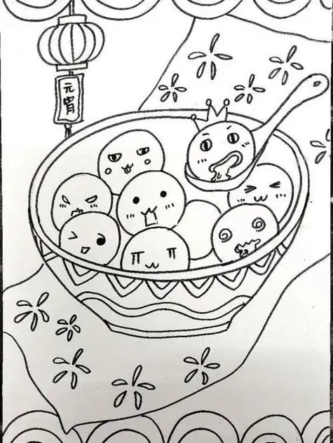 简笔画元宵节绘画一等奖模板好看的元宵节绘画作品教程标签传统文化