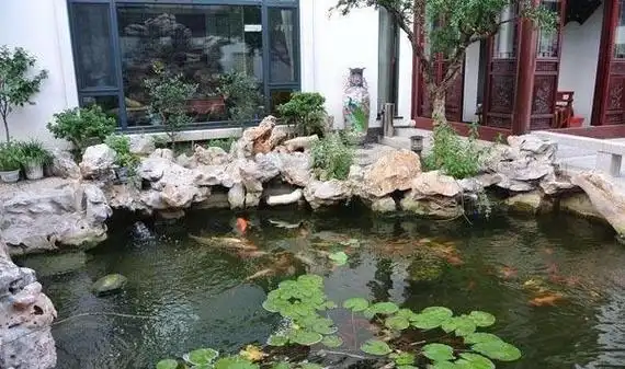 中式园林带鱼池别墅设计(中式庭院带鱼池效果图)中式园林带鱼池别墅